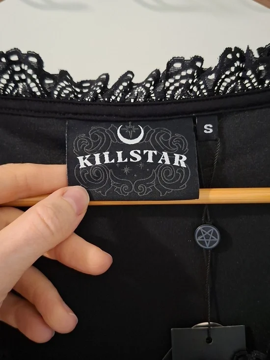 NWT Killstar "Imperia" Long-sleeve Black Velvet Babydoll Mini Dress (Size S) - Picture 4 of 13